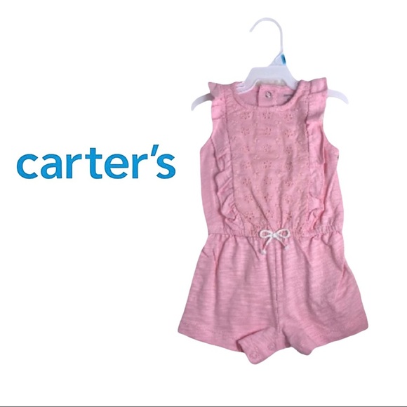 NWT Carter’s Baby Floral Ruffle Slub Jersey Romper - Picture 1 of 8